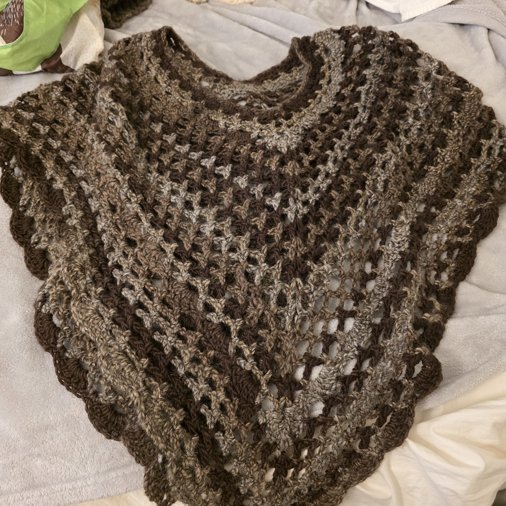Elegant Brown and Gray Crochet Sweater